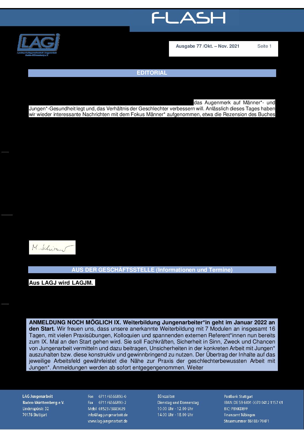 Weiterbildung Jungenarbeiter*in IX, Modul 1