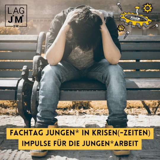 Flyer mit Link zur Veranstaltung: Fachtag Jungen in Krisenzeiten, Impulse für die Jungenarbeit