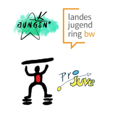 Bild mit Beispiellogos der Mitglieder der LAG Jungen* und Männer*arbeit